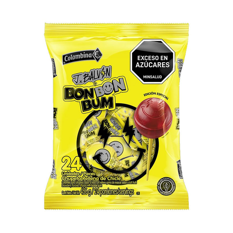 J.Balvin Bon Bon Bum Lollipops Bag x 24 units 456g
