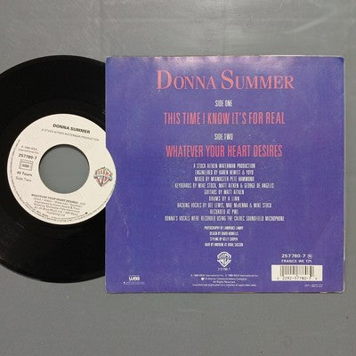 Donna Summer This Time I Know Its For Real Vinyl 7" Single French Disco