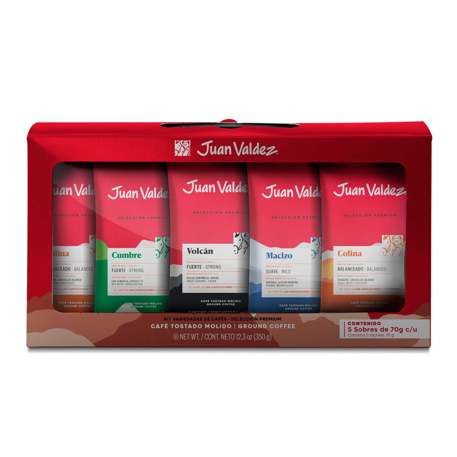 Juan Valdez Ground Coffee Box Set of 5 Flavors Premium Assorted Variety Gift