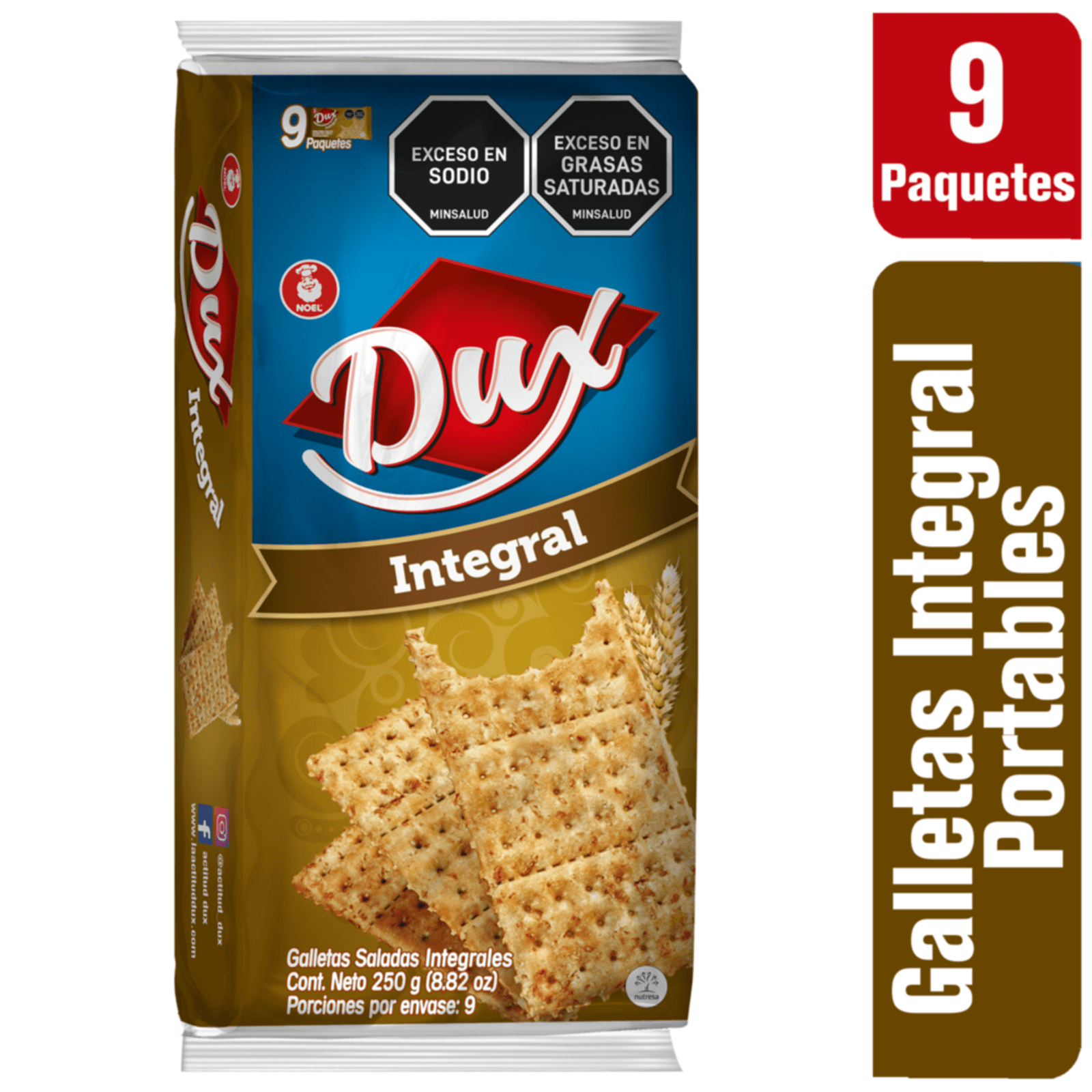 Dux Integral Cookies Galletas Integrales Whole Wheat Crackers 9-Units 250g
