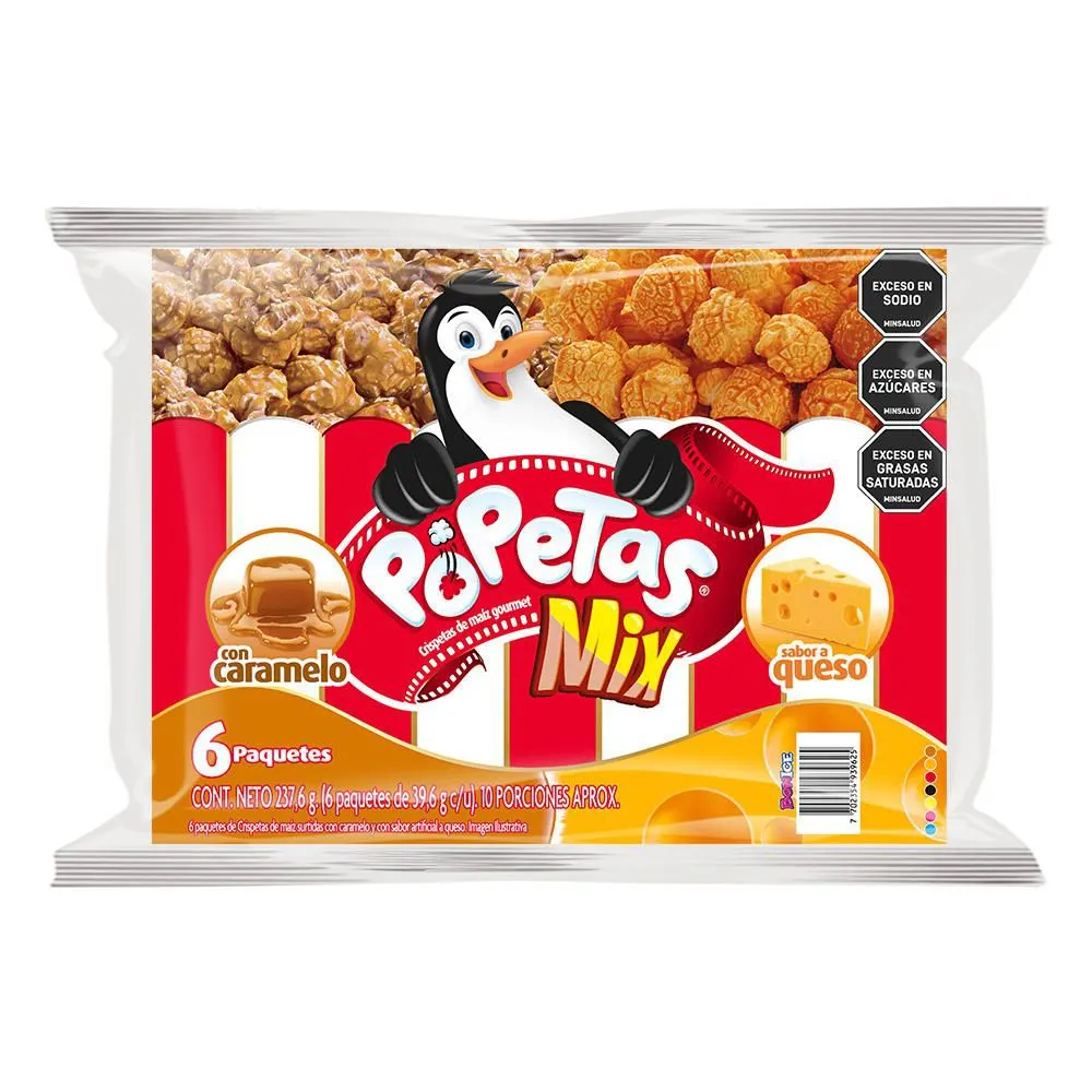 Popetas Caramel Cheese Popcorn Palomitas Caramelo Queso Mix 6-Units 237.6g
