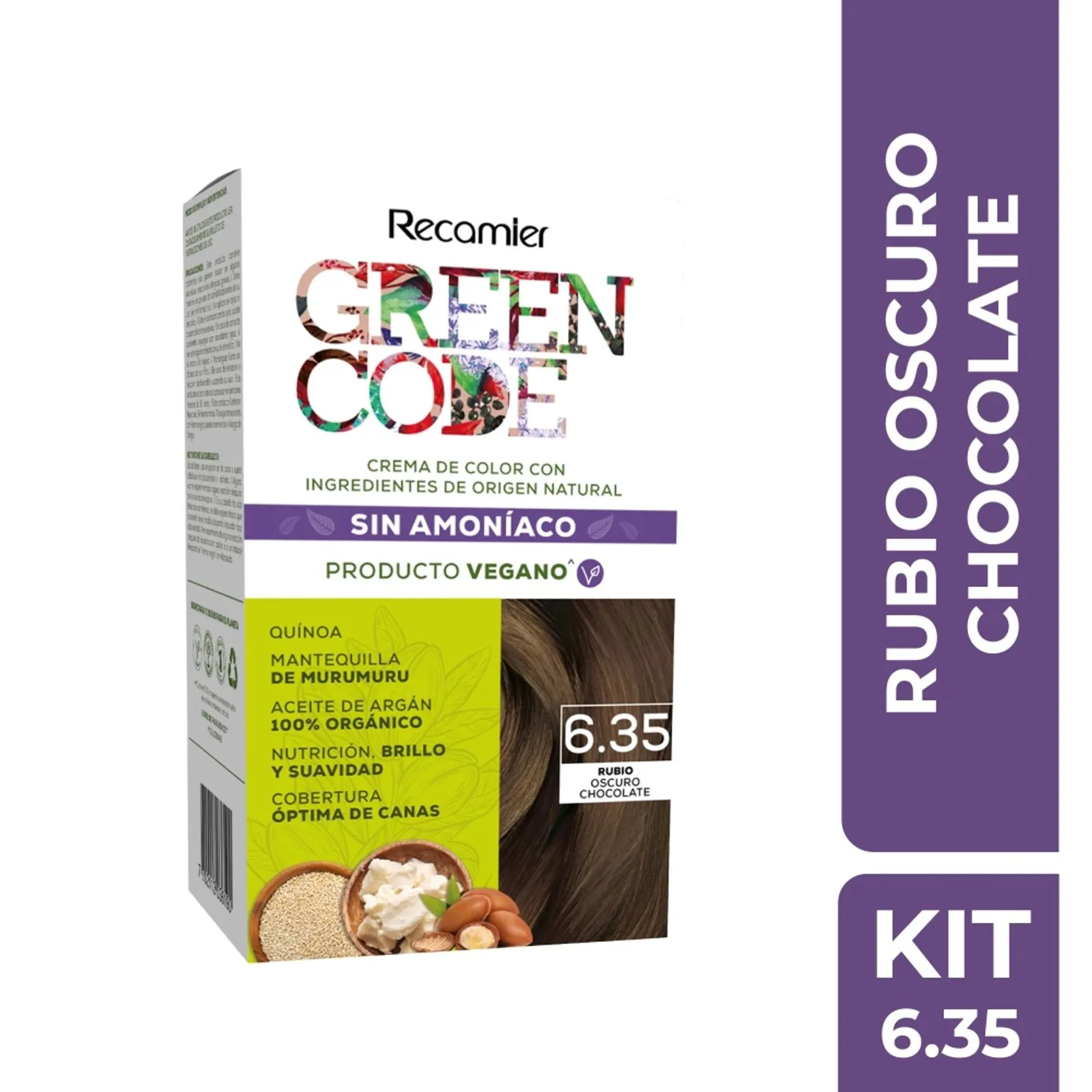 Recamier Hair Color 6.35 Dark Chocolate Blonde Ammonia-Free Dye Kit - 50g