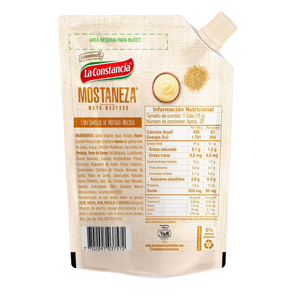 La Constancia Mayomustard Mostaneza Sauce Doypack Creamy Blend Dip 380g
