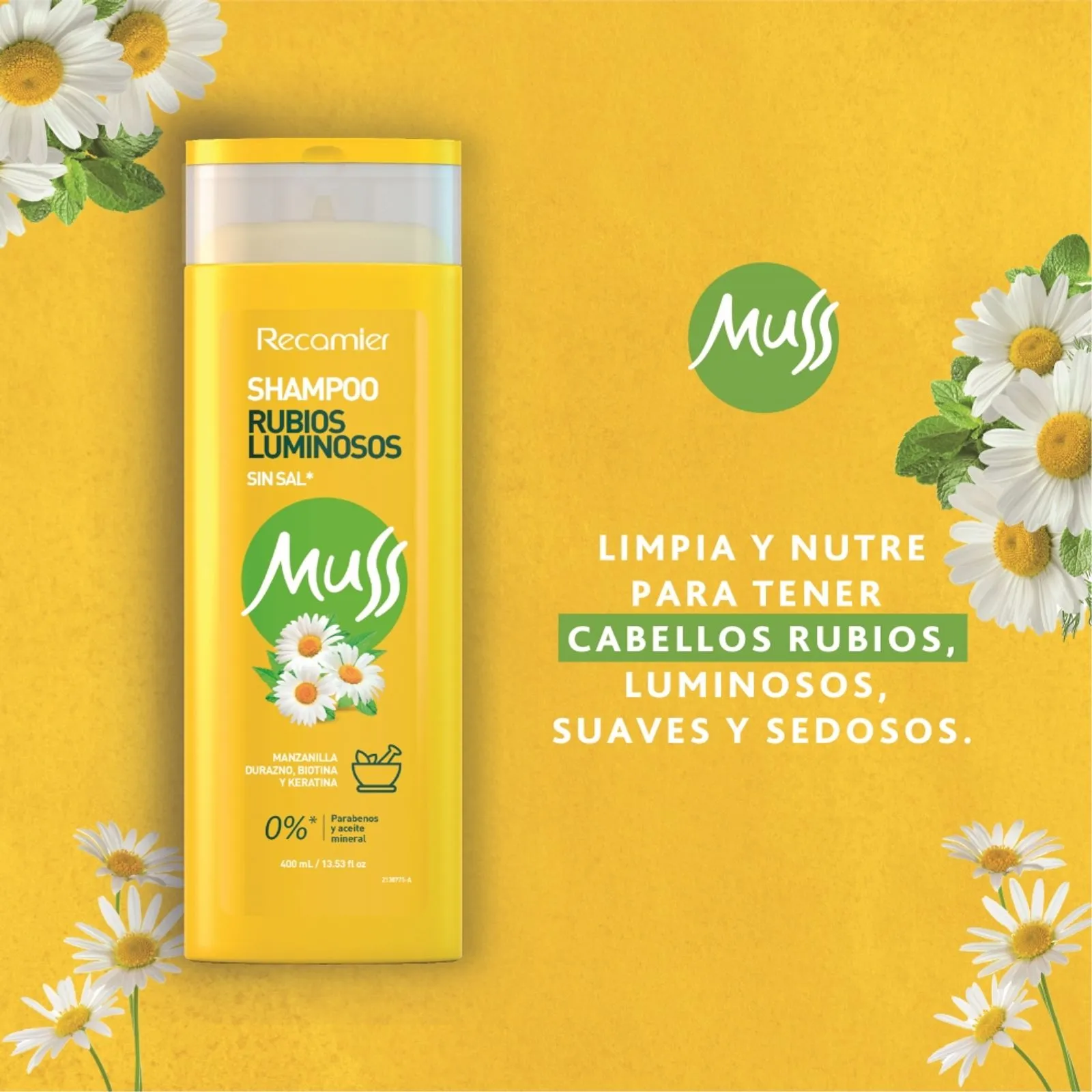 Recamier Muss Luminous Blonde Shampoo Rubios Luminosos Color Care - 400ml