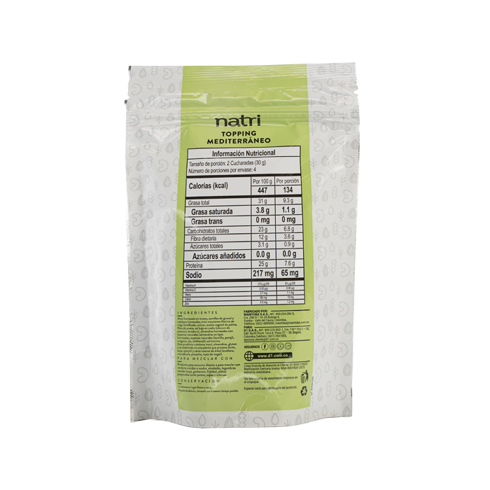COLOMBIAN NATRI MEDITERRANEAN SALAD TOPPING 120G, TOPPING  PARA ENSALADAS