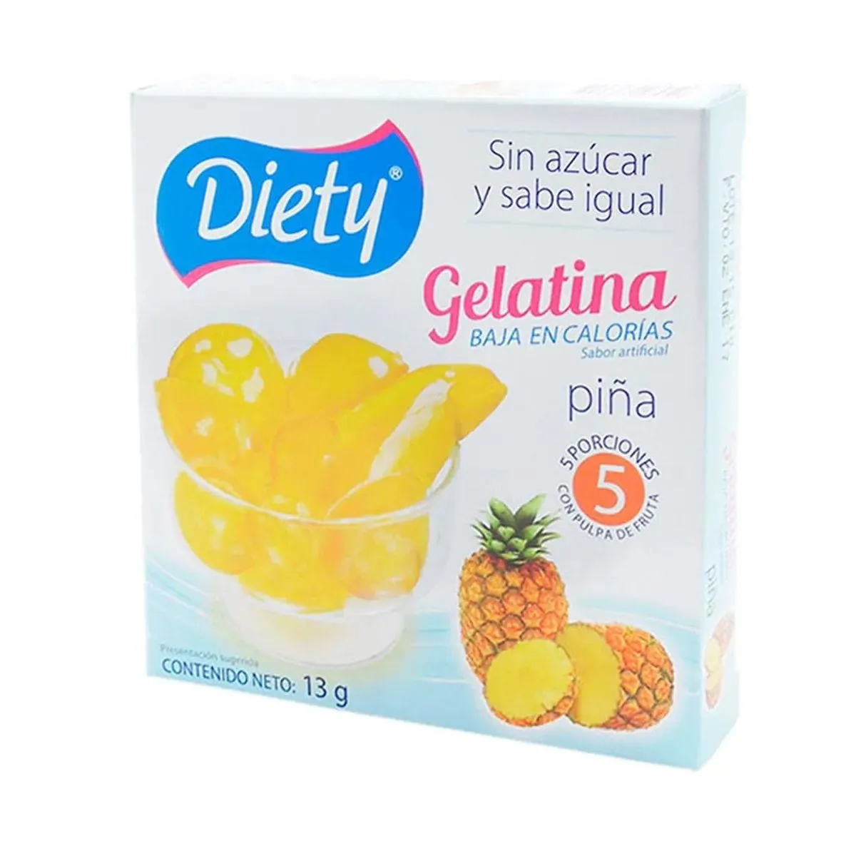 Diety No Sugar Jelly Low Calories Pineapple Flavor Gelatina Pina 3-Pack 13g