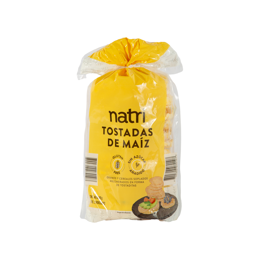 COLOMBIAN Natri Toasted Combo x2 Packages: Multigrain (70 g) + Corn (90 g).