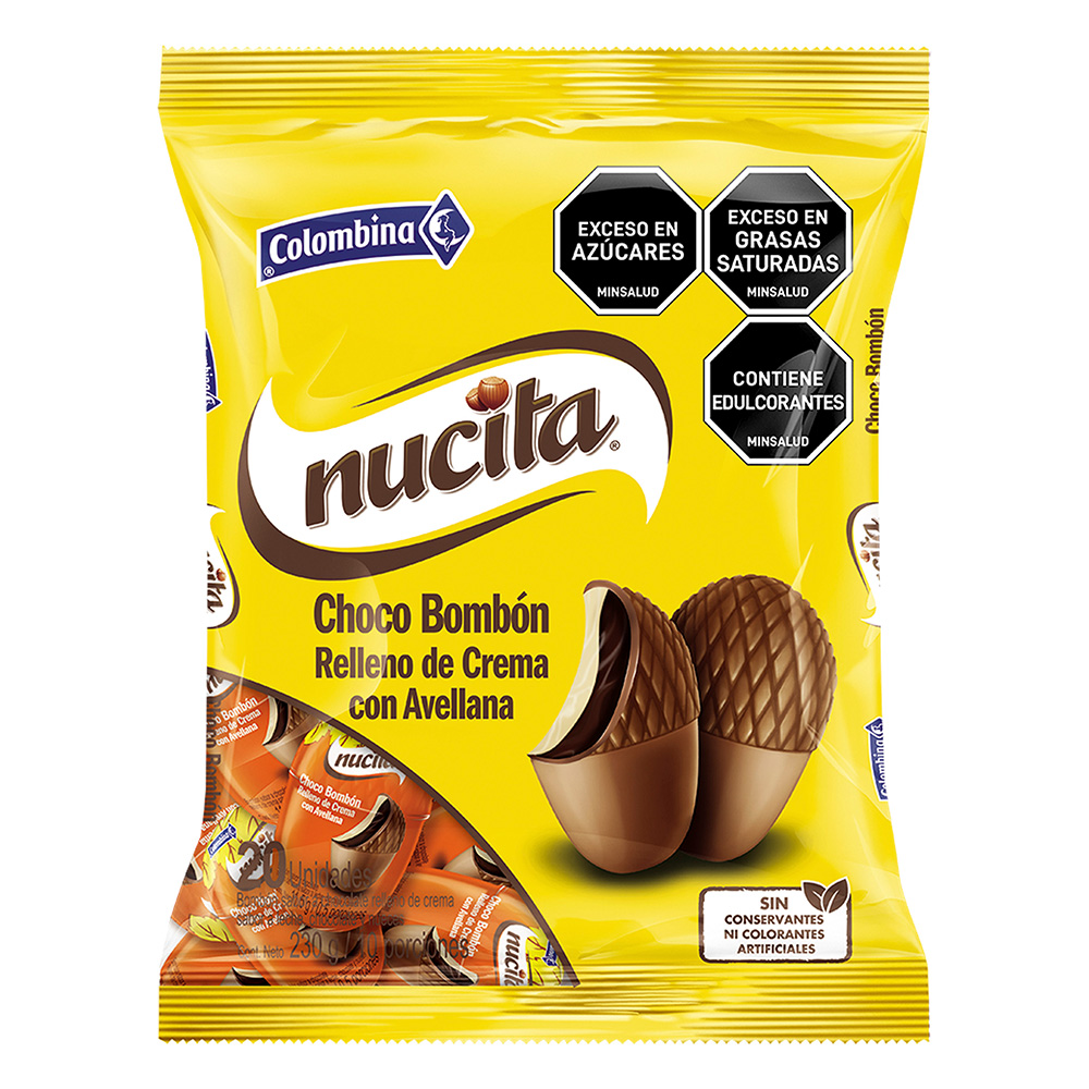 Nucita Chocolates Filled with Hazelnut Cream Bombones Colombina 20-Units 230g