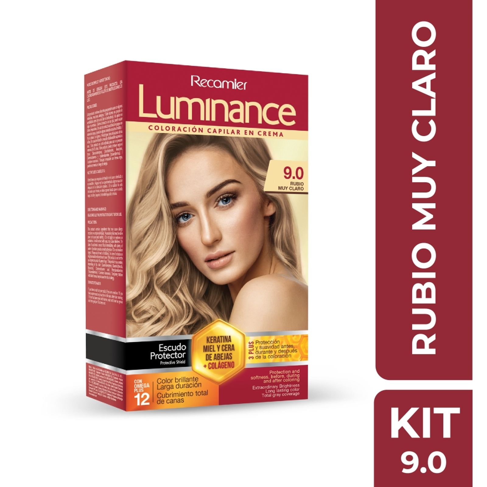 Recamier Hair Color 9.0 Very Light Blonde Permanent Cream Rubio Claro Kit