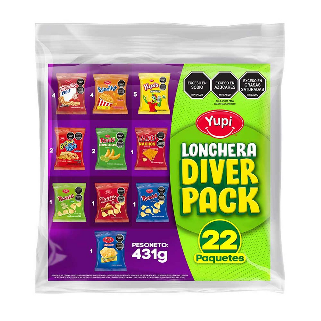Yupi Snacks Fun Lunch Box Assorted Multipack Variety Lonchera 22-Units 431g