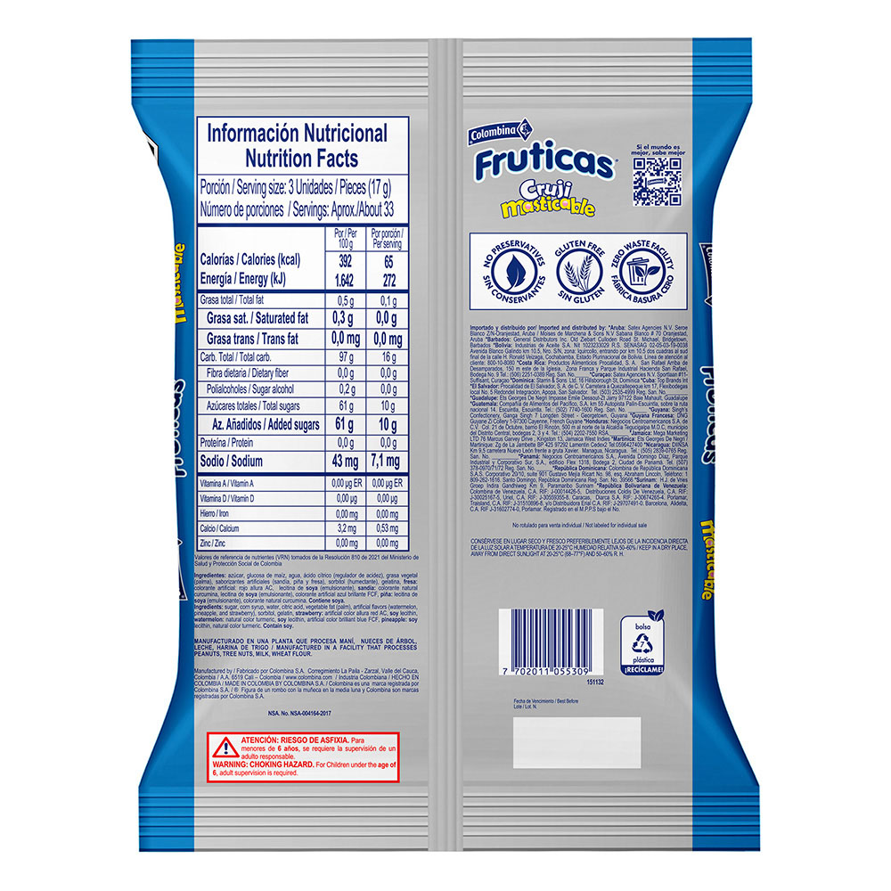 Fruticas Crunchy Chewy Hard Candy Caramelos Crocantes Sweets Pack 100u 550g