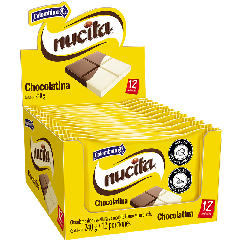 Nucina Milk Chocolate Hazelnut Flavored Cream Bars Colombina Mix 3 Boxes 36-Bars