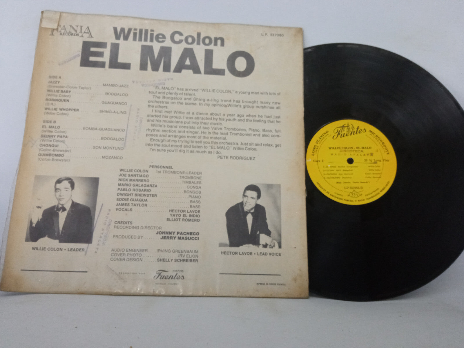 Willie Colon El Malo Discos Fuentes Vinyl LP Record Rare Salsa Dura Pressing