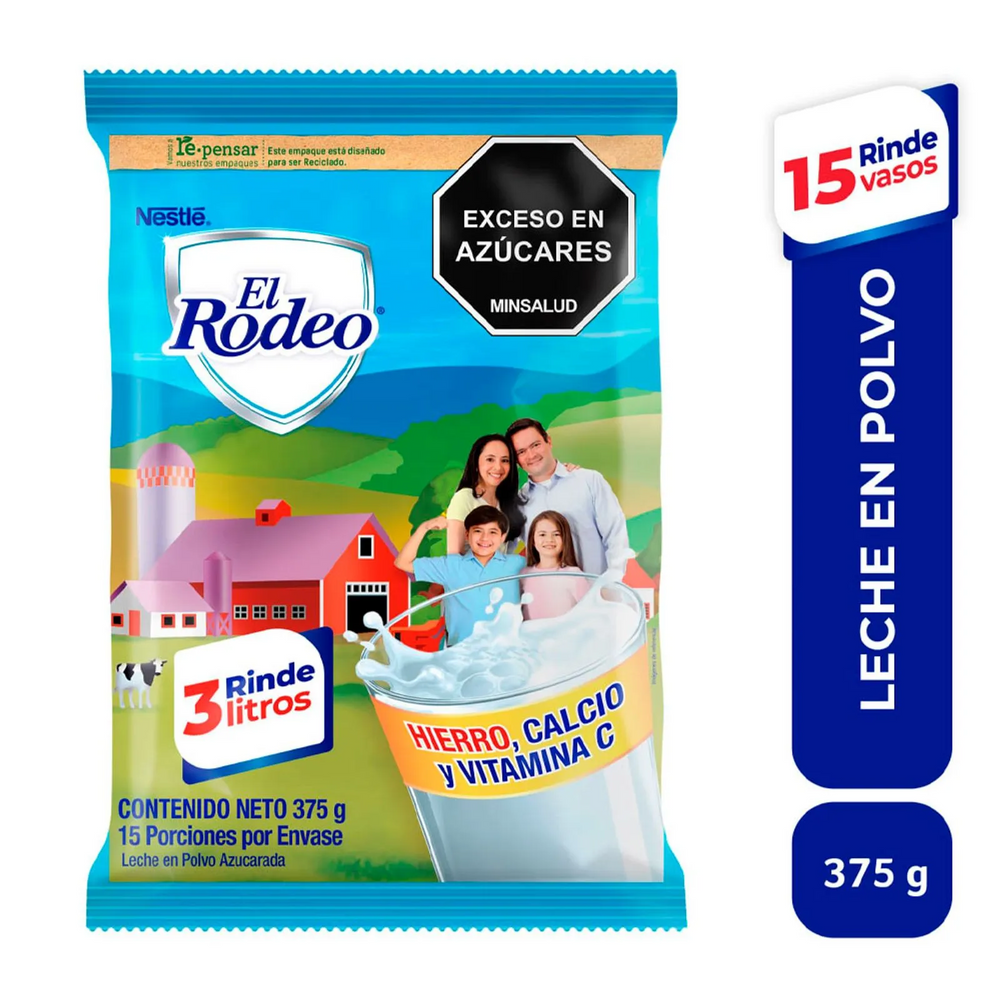 El Rodeo Sweetened Powdered Milk Leche en Polvo Azucarada Pantry Bag - 375g