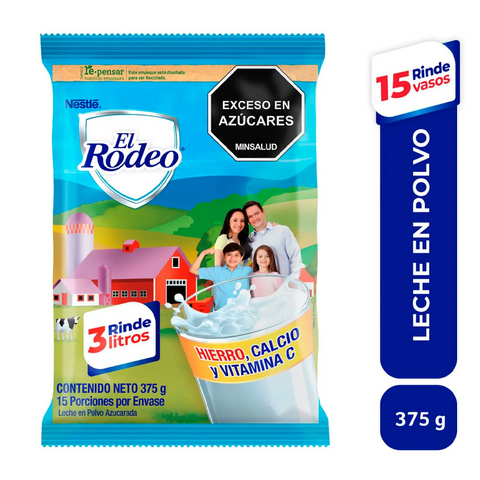 El Rodeo Sweetened Powdered Milk Leche en Polvo Azucarada Pantry Bag - 375g