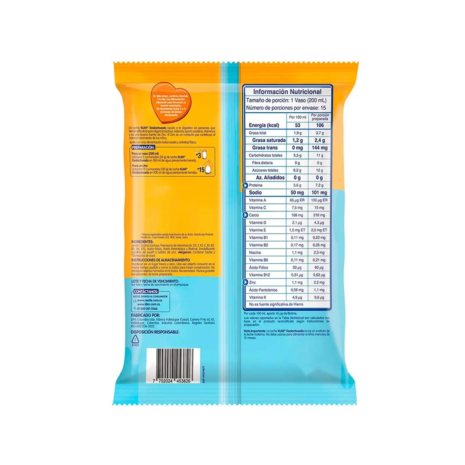 Nestle Klim Powdered Lactose Free Milk Leche Deslactosada Semiskimmed Sizes