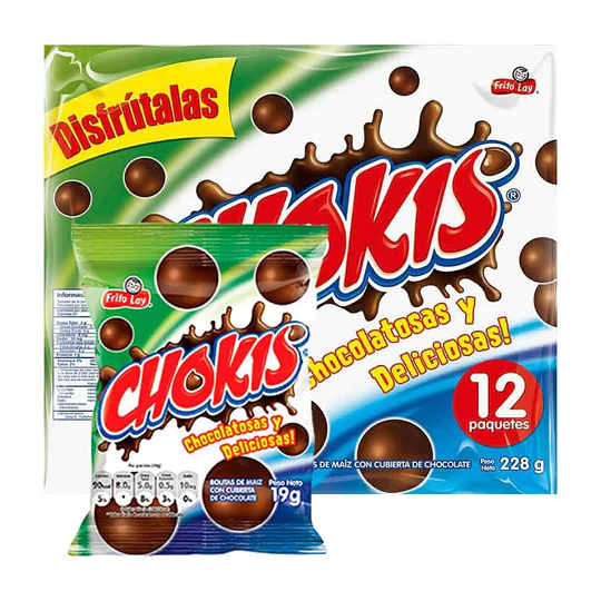 Chokis Frito Lay Chocolate Covered Corn Balls Bolitas de Maiz - 12-Pack