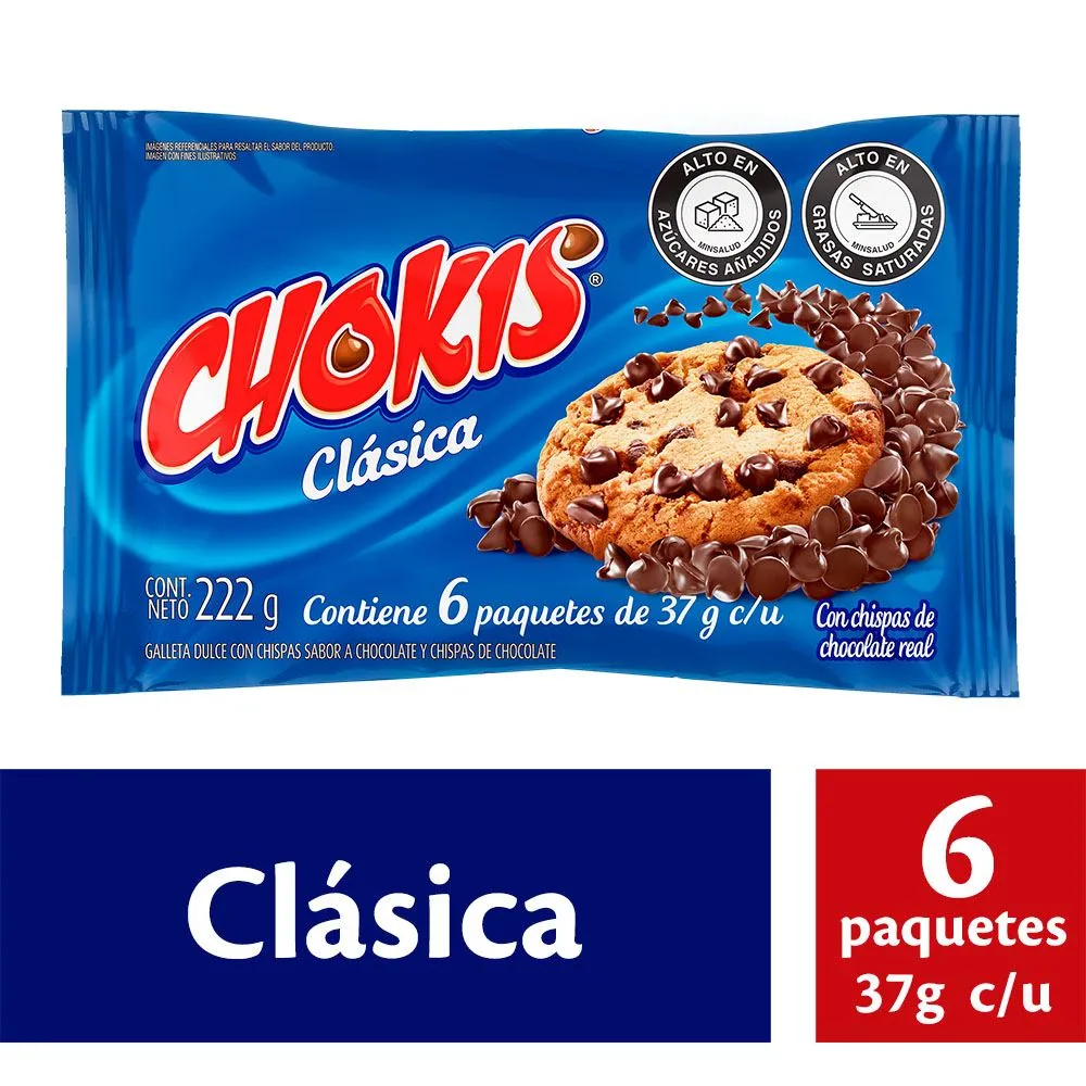 Chokis Chip Cookies Pack Crunchy Chocolate Biscuit Sweet Snacks 6-Units 220g