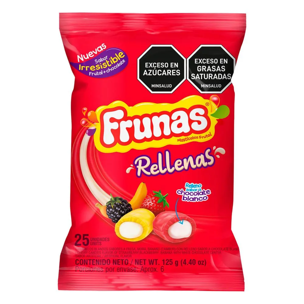 Frunas Candies Fruits Filled with White Chocolate Chewy Sweets 25-Units 125g