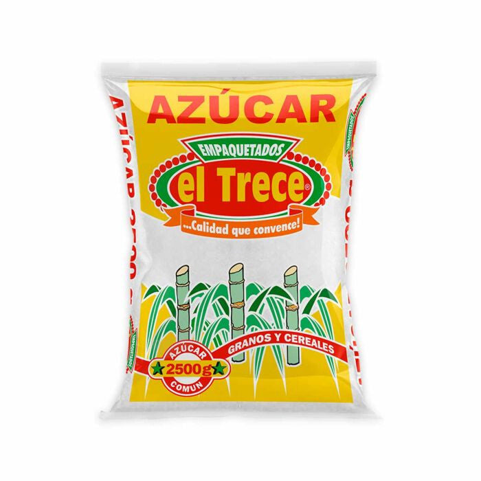 El Trece White Sugar Azucar Blanca Refinada Family Bulk Size - 5.6 lb (2500g)