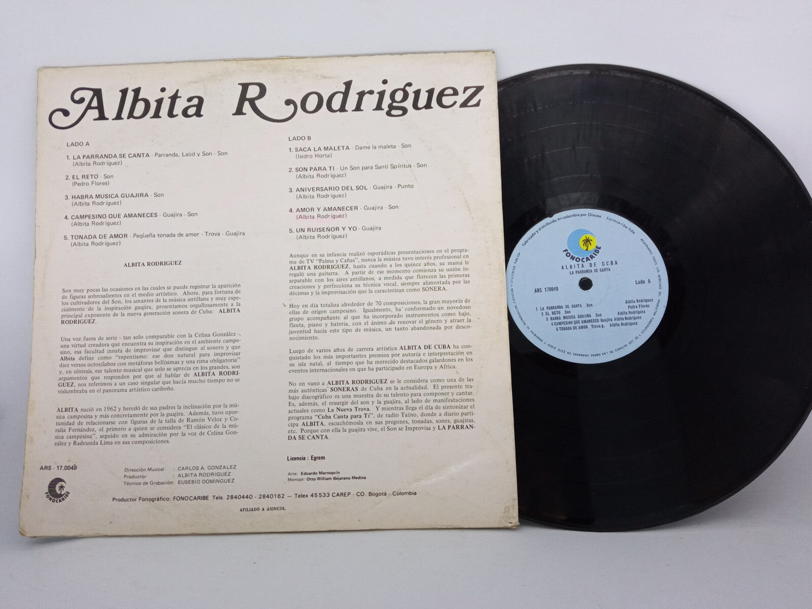 Albita La Parranda Se Canta Fonocaribe Vinyl LP Record Cuban Salsa Afro-Latin