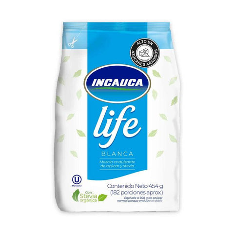 Incauca White Sugar with Organic Stevia Low Calorie Sweetener 2-Pack - 1 lb 450g