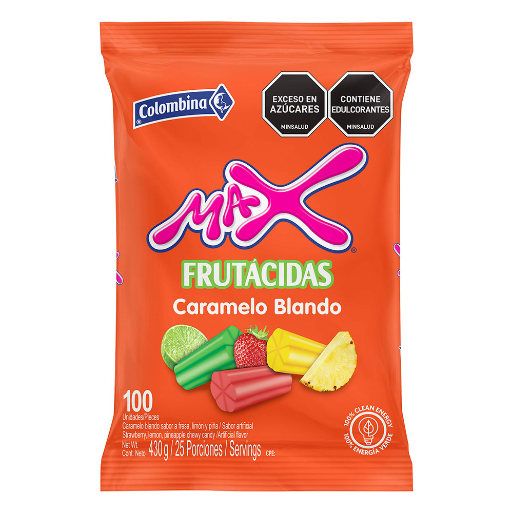Colombina Max Frutacidas Soft Candy Chewy Sour Sweets Party Pack 100u 430g