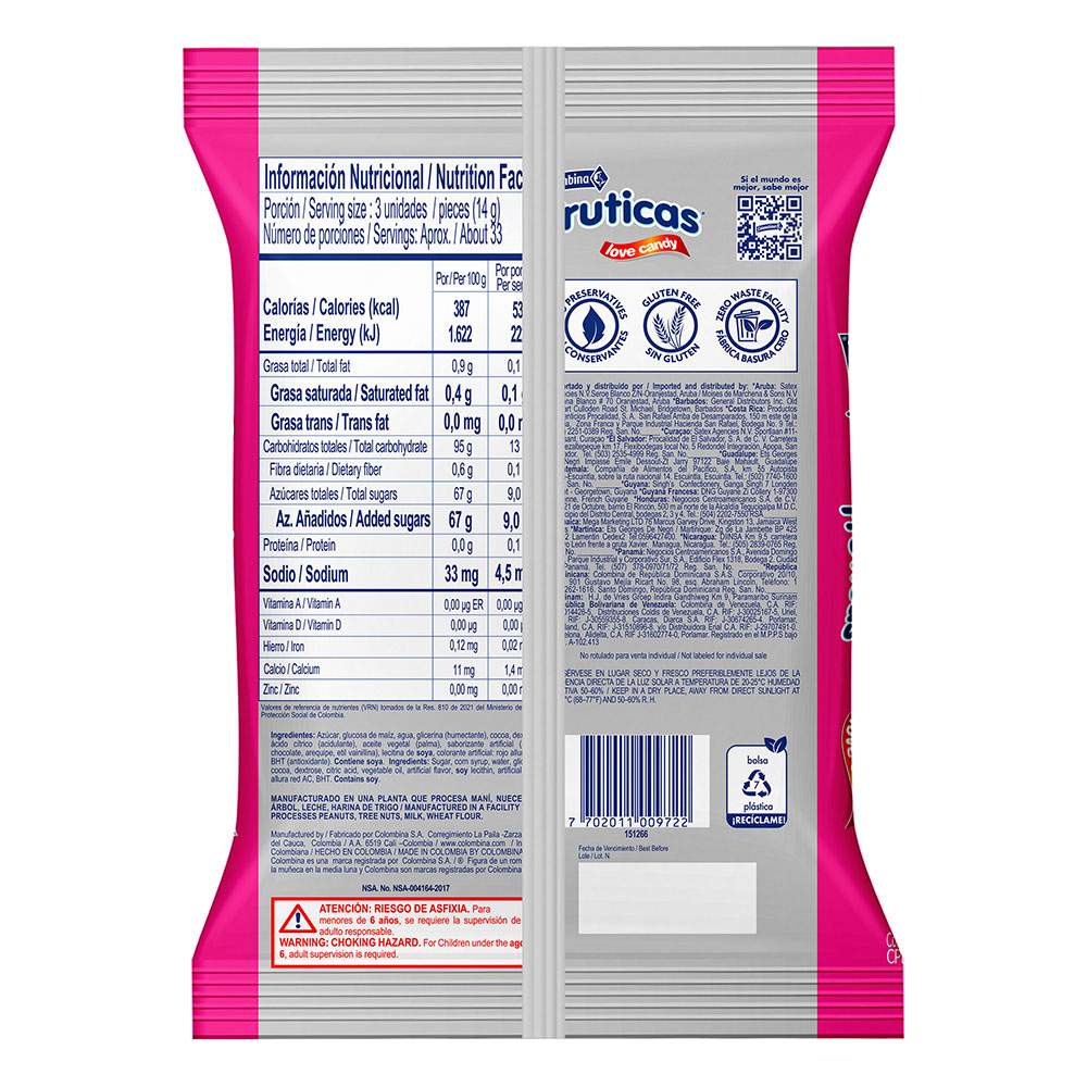 Fruticas Love Candy Hard Candy Filled with Chocolate Bombones Pack 100u 450g