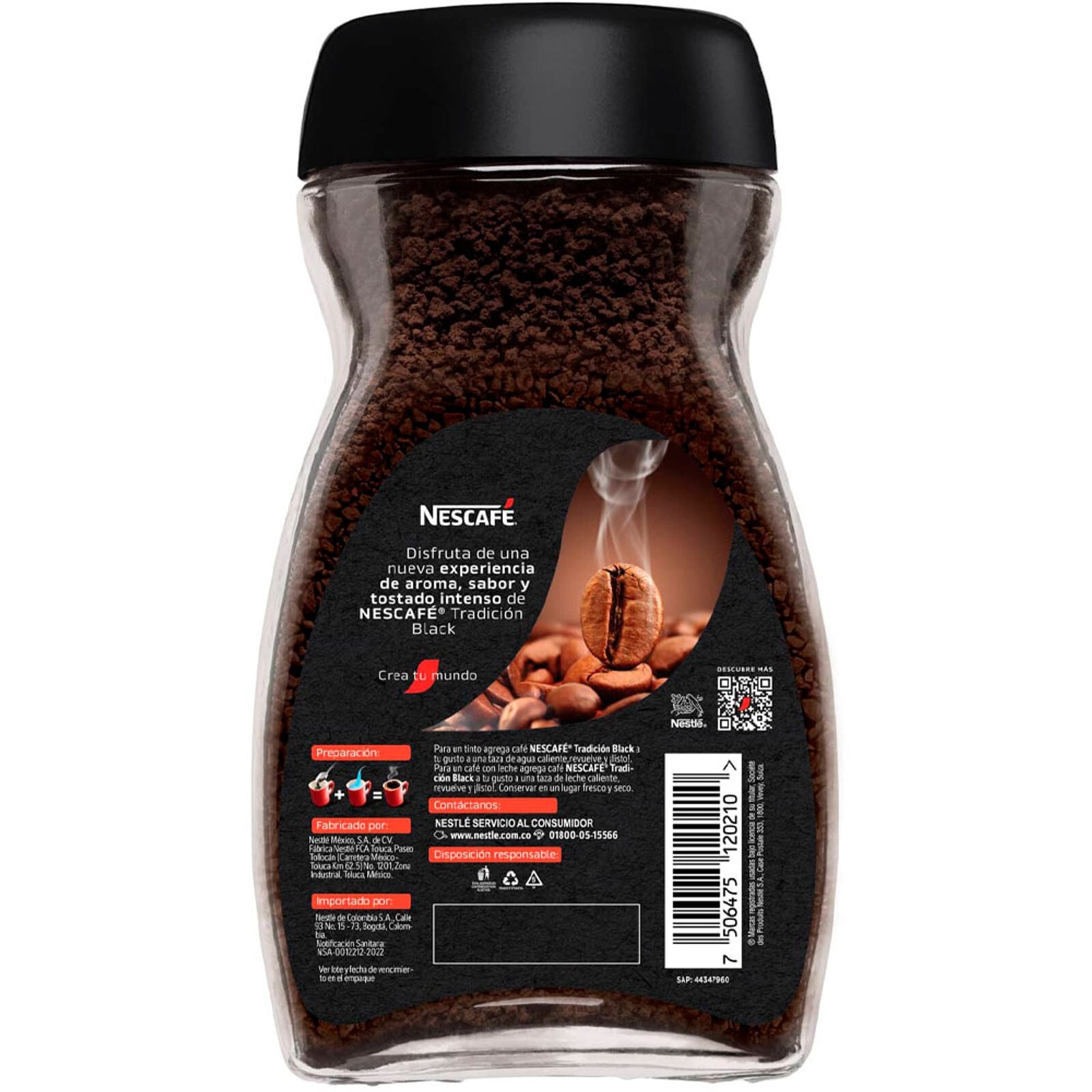 Nescafe Tradicion Black Intense Roasted Instant Coffee Fuerte Dark - 6oz 170g