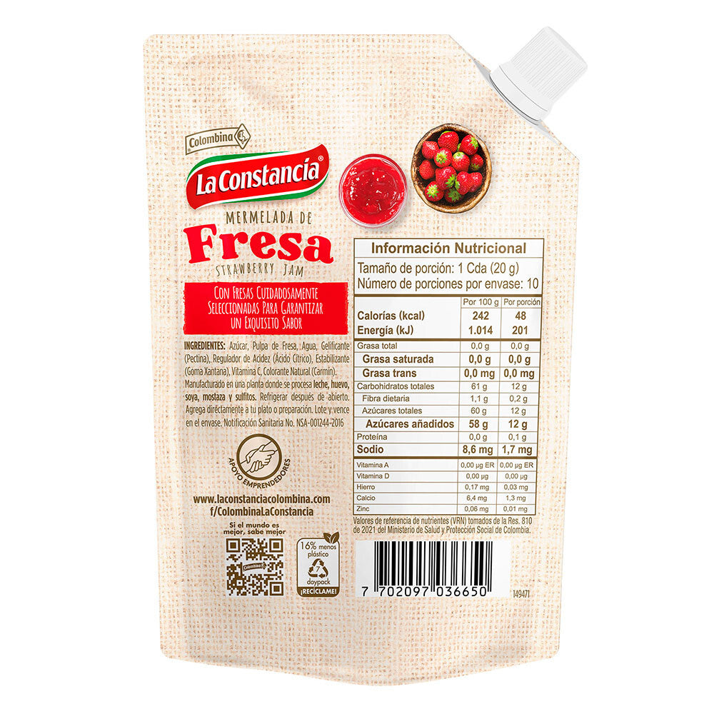 Constancia Strawberry Marmalade Mermelada de Fresa Sweet Fruit Spread - 400g