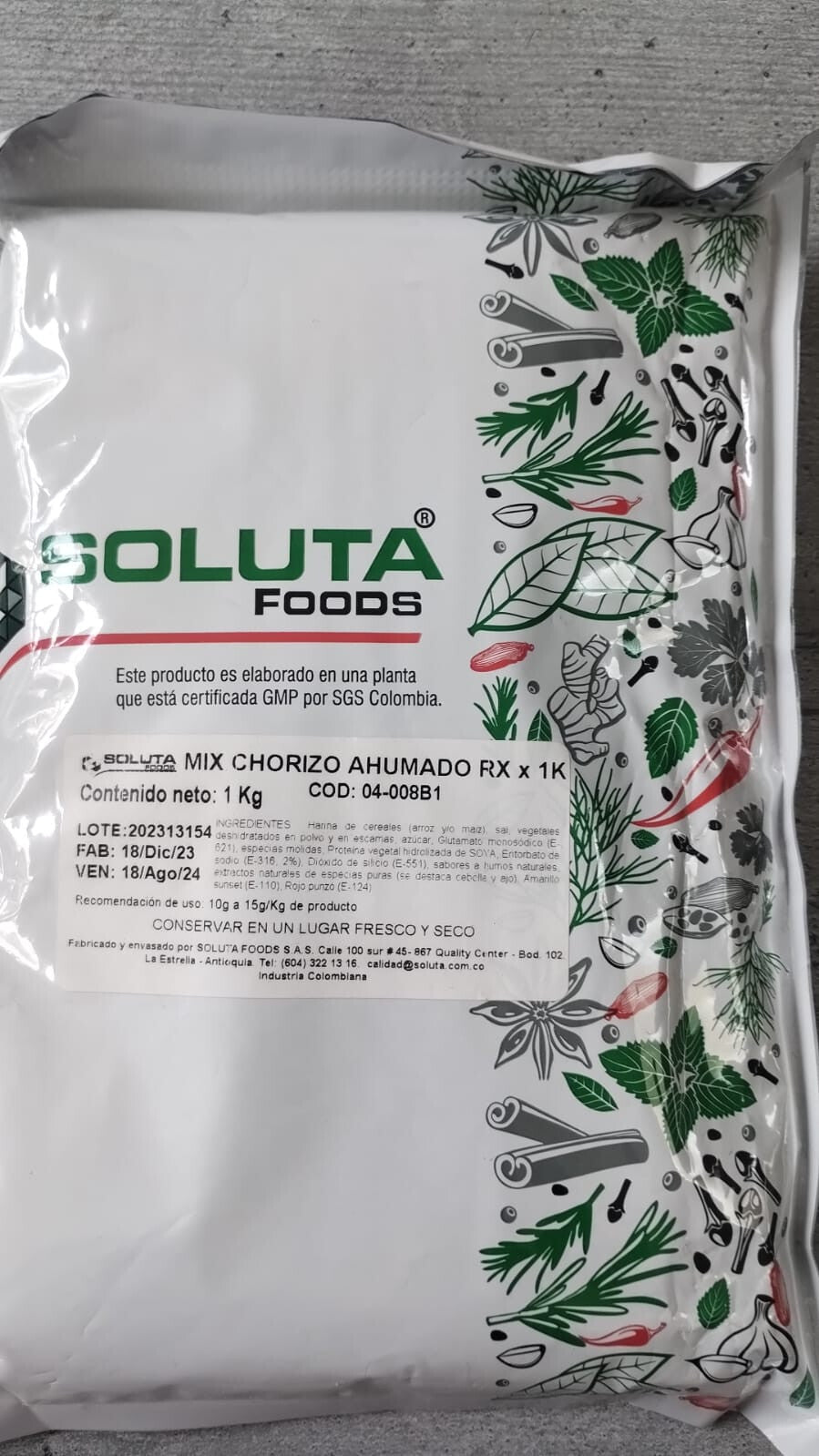 Smoked Chorizo Seasoning Mix Condimento Ahumado Soluta Powder - 2.2 lb (1kg)