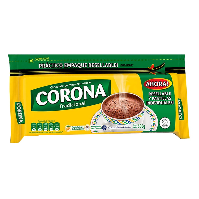 Corona Tradicional Hot Chocolate Bar Authentic Cocoa Mesa Block - 17.6 oz (500g)