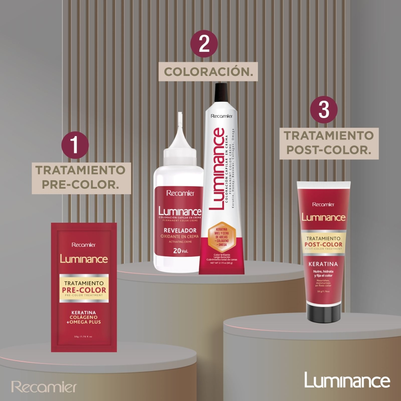 Recamier Hair Color 3.0 Dark Brown Permanent Cream Castano Oscuro Kit