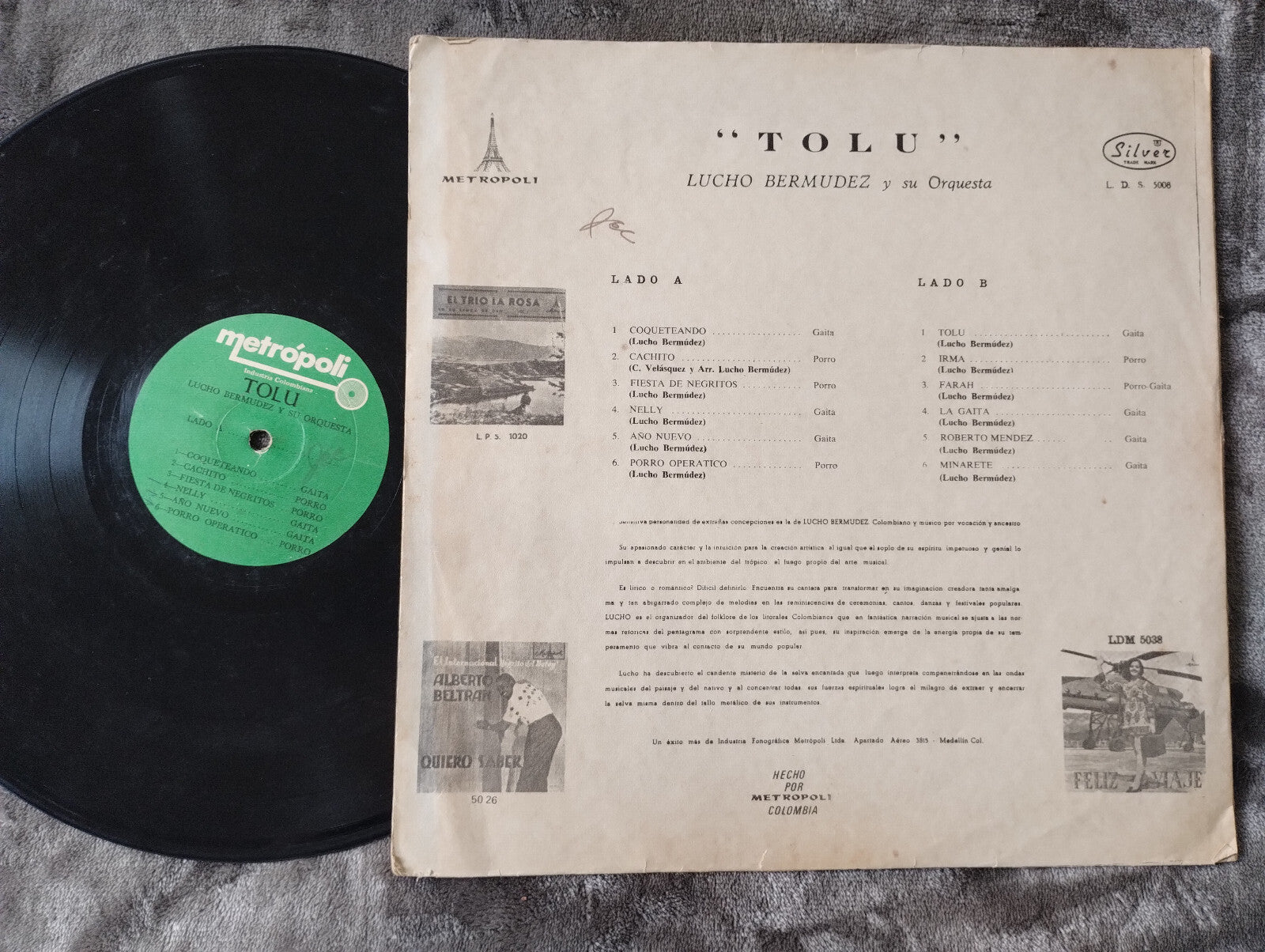 Lucho Bermudez Y Su Orquesta Tolu Metropoli Vinyl LP Record Classic Cumbia Jazz