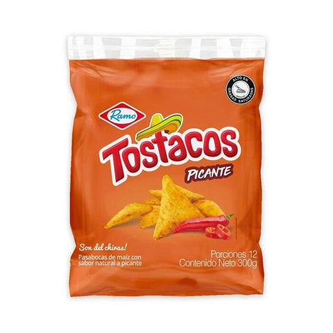 Ramo Tostacos Picantes Spicy Corn Snacks 12-Pack Multipack Bag - 300g Each