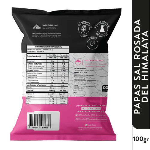 Monterojo Gourmet Potato Chips Himalayan Salt Flavor Premium Crunch Pack X3 100g