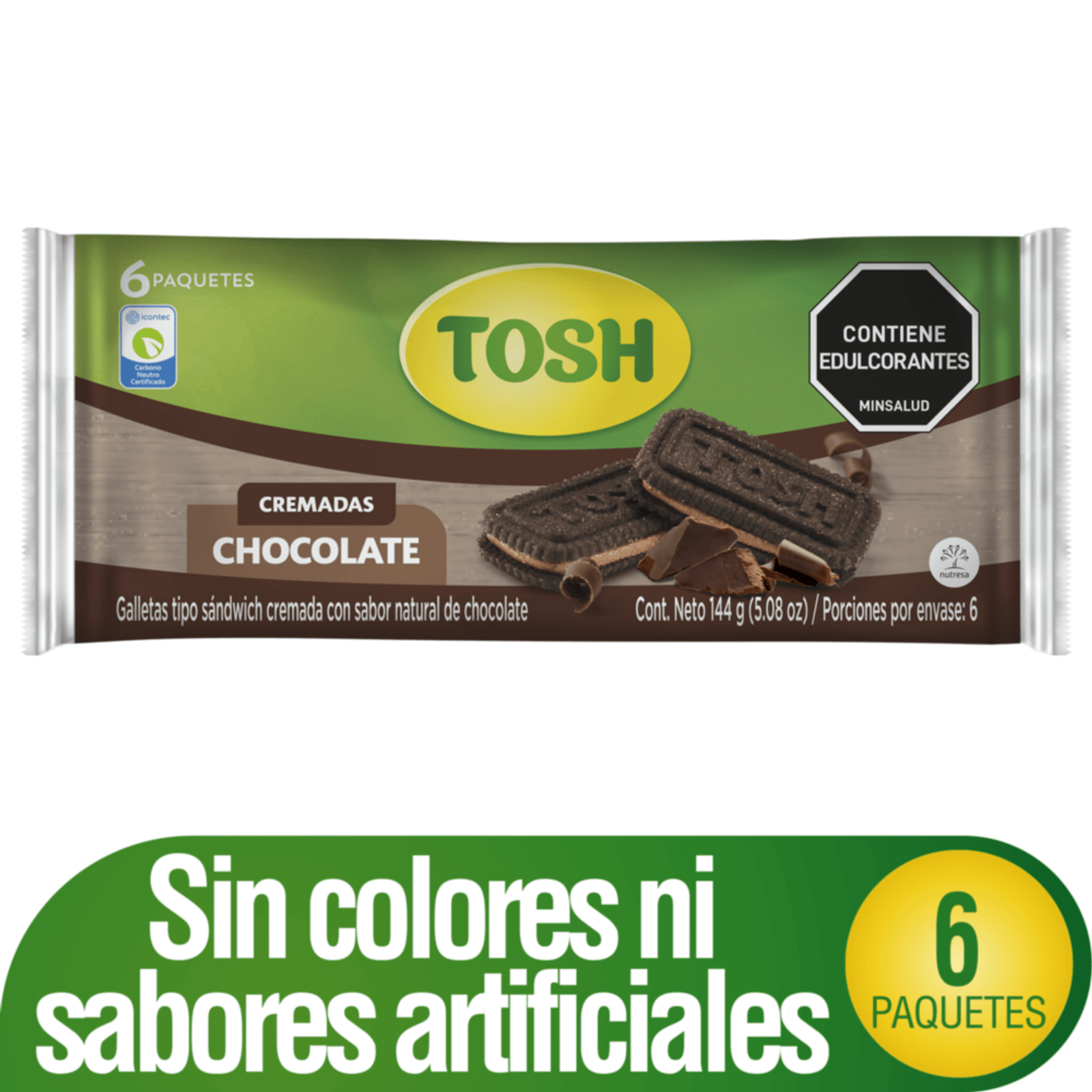 Tosh Light Chocolate Cookies Pack Healthy Grain Sweet Biscuit Snacks 6u 144g