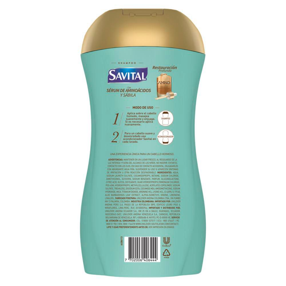 Colombian Savital Amino Acid Shampoo 510 ml. Shampoo Savital aminoacidos x 510ml