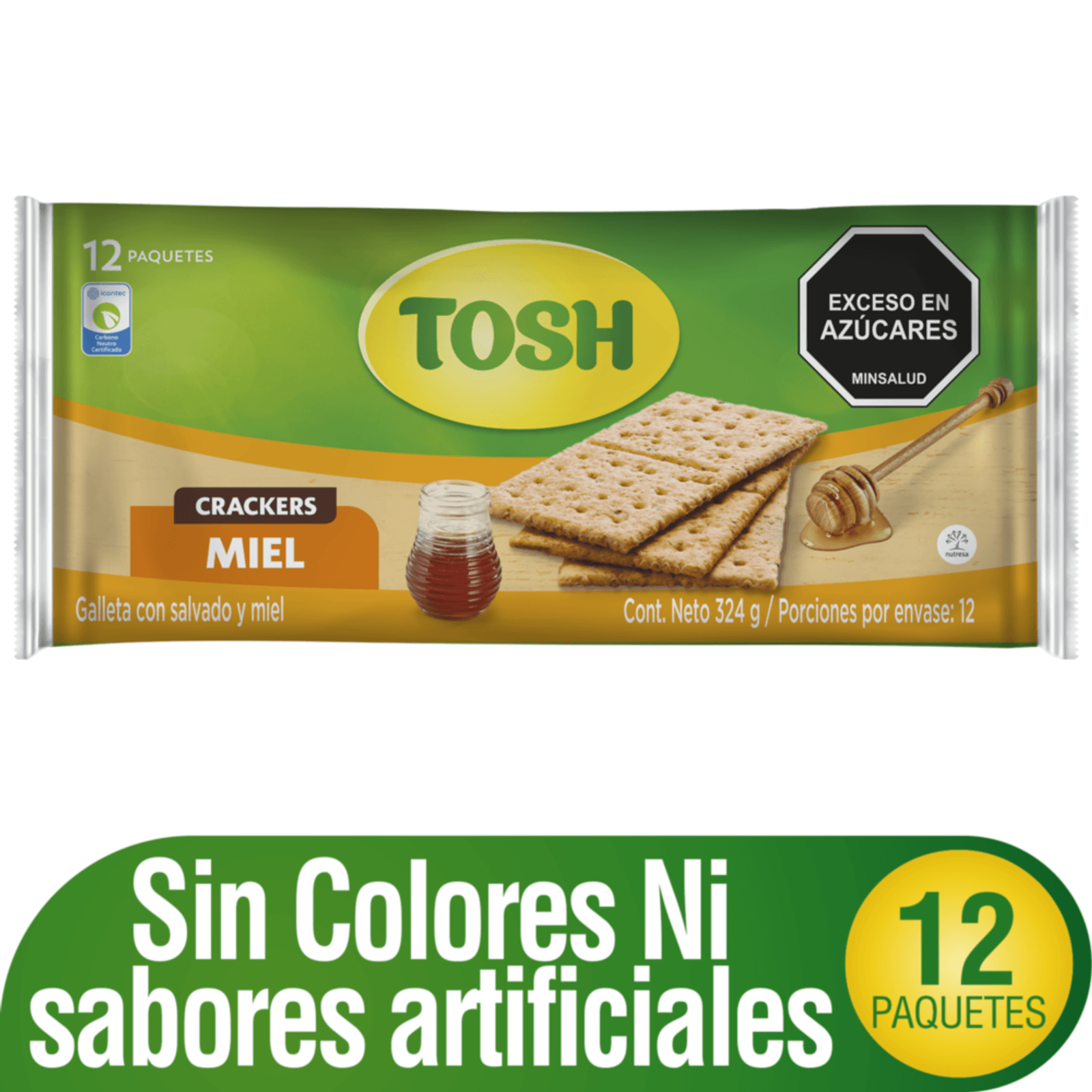 Tosh Bran and Honey Cookies Pack Salvado y Miel Healthy Food Snack 12u 324g