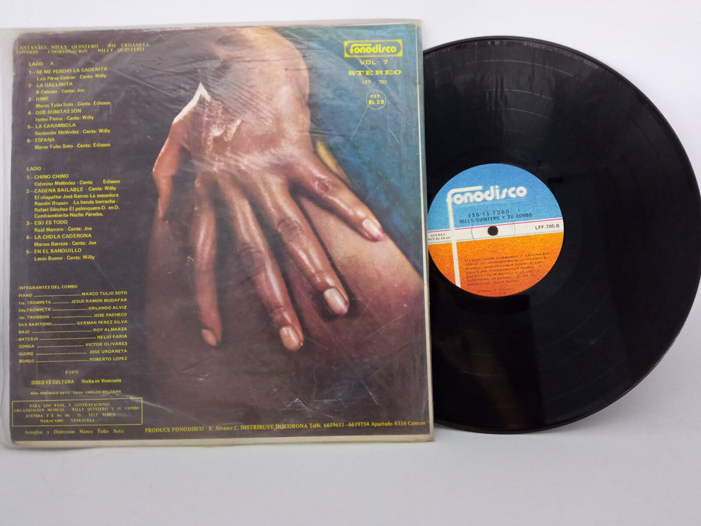 Willy Quintero Y Su Combo Willy Quintero Fonodisco Vinyl LP Record Latin Salsa