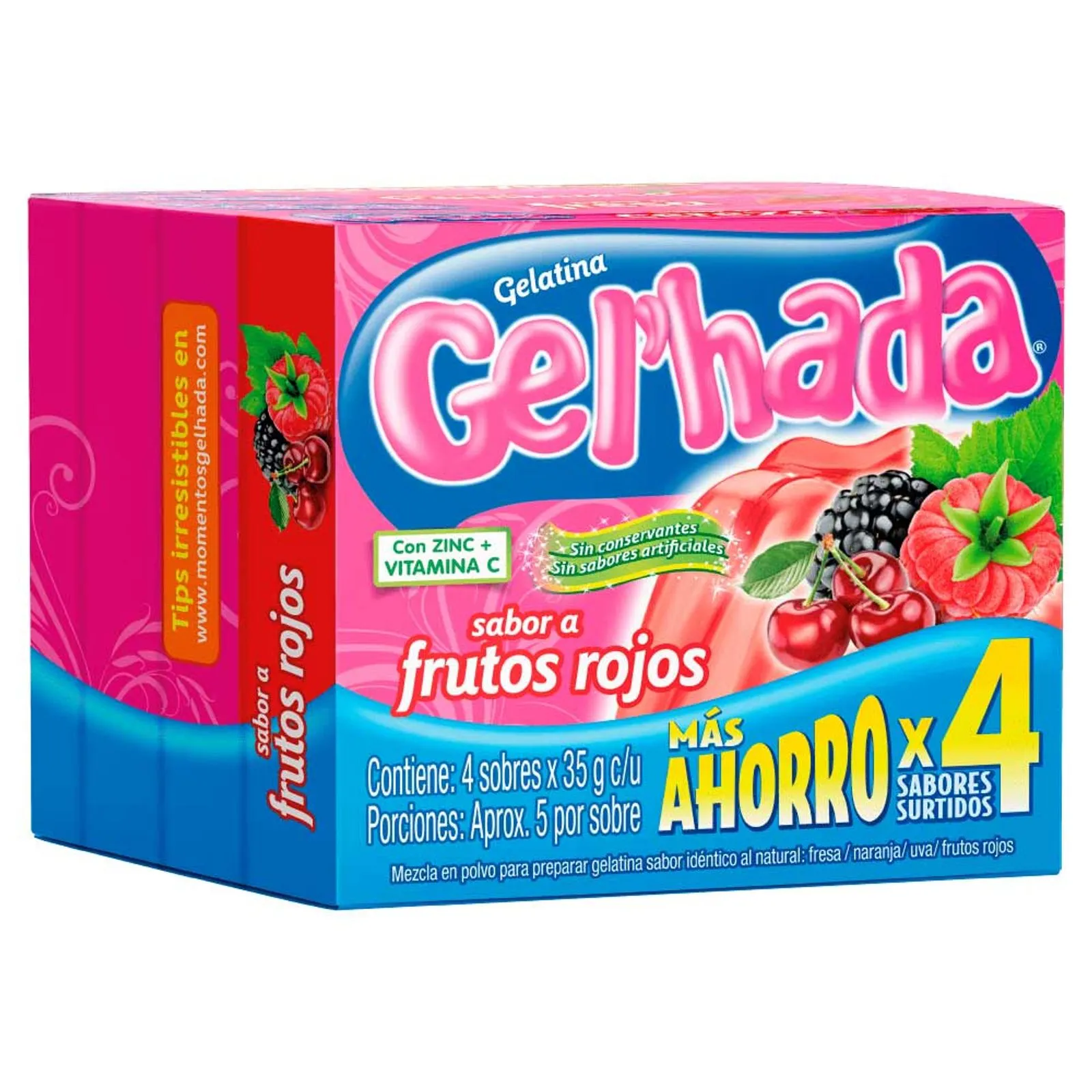 Gelhada Jelly Powder 4-Pack Mix Gelatina Assorted Flavors Classic Dessert