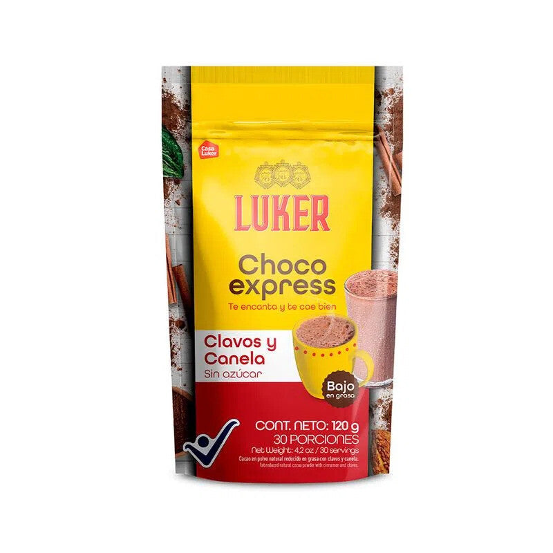 Luker Choco Express Hot Chocolate Sugar Free Cloves Cinnamon Mesa Cocoa - 120g