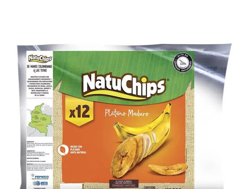 Natuchips Ripe Plantain Chips Frito Lay Maduritos Sweet Snacks - 12-Pack (456g)