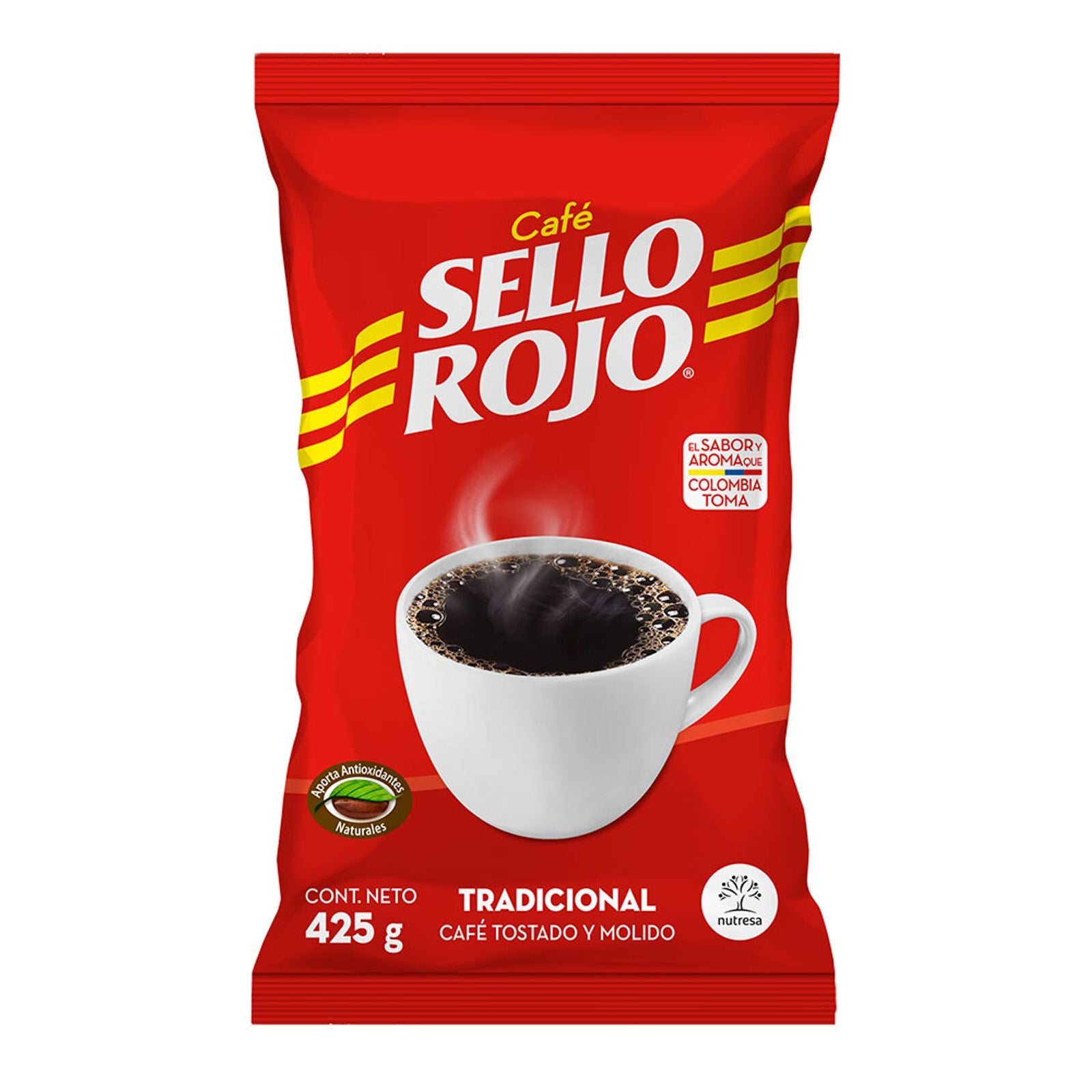 Sello Rojo Coffee Traditional Roast Ground Premium Grains Bag - 21.2 oz 600g