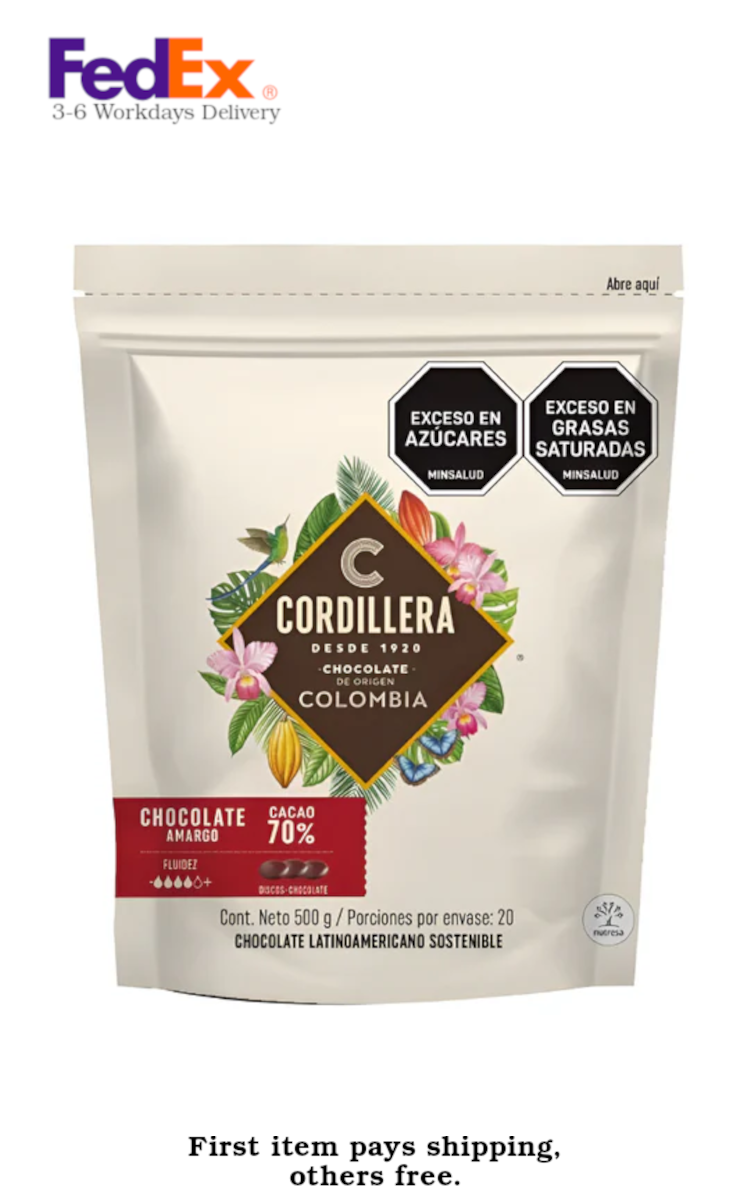 Cordillera 70% Dark Chocolate Oscuro Premium Baking Pastes Bars - 1.1 lb 500g