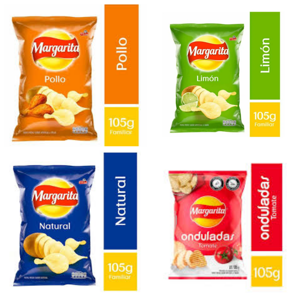 Frito Lay Margarita Potato Chips 4 Flavors Variety Pack Assorted Mix 4-Pack 105g