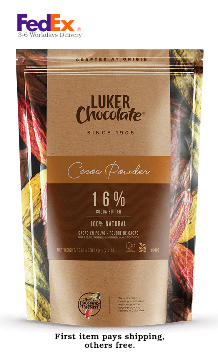 Luker Pure Cocoa Powder 16% Cocoa Butter Cacao en Polvo Baking Mix - 1kg