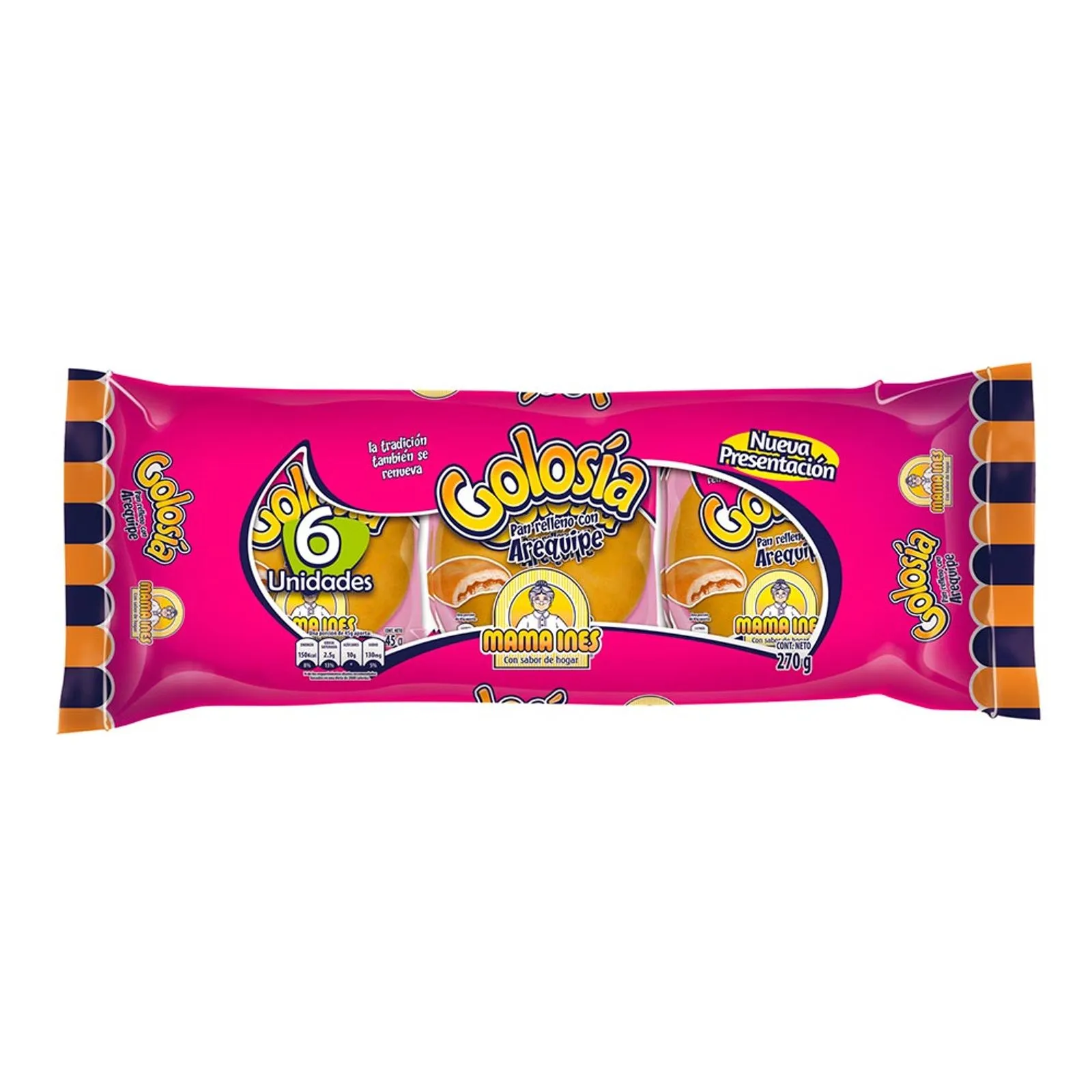 Mama Ines Golosia Bread Filled with Arequipe Milk Caramel Pastry 6u - 270g