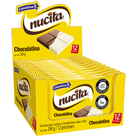 Nucita Milk Chocolate Hazelnut Flavored Bars Colombina Chocolatinas 12-Pack