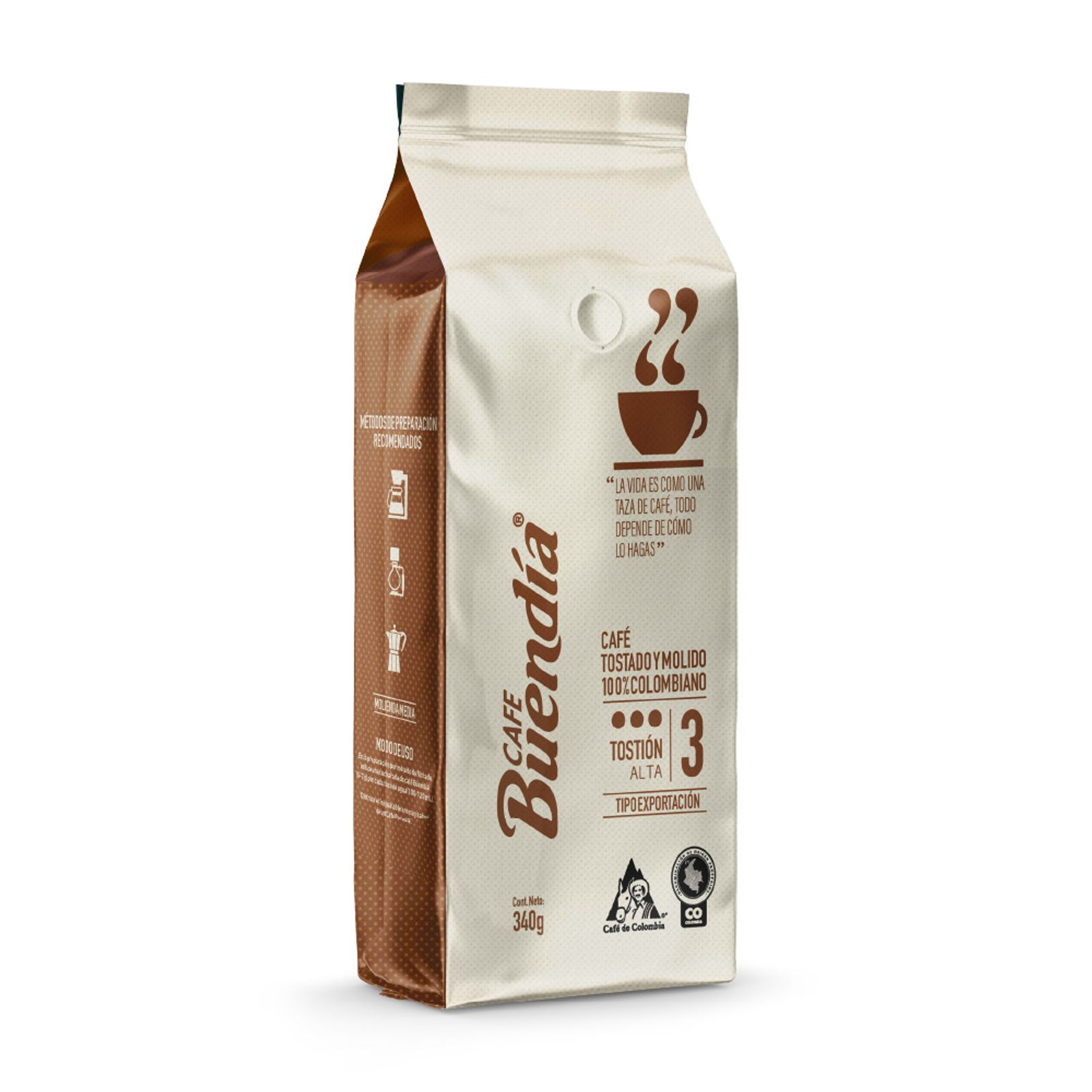 Cafe Buendia Ground Coffee Dark Roast N3 Molido Tostion Alta Intense - 340g
